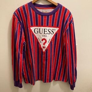 Guess Long Sleeve Striped LogonTee
